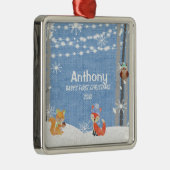 Gepersonaliseerd kerstfeest voor baby's metalen ornament (Rechts)