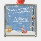 Gepersonaliseerd kerstfeest voor baby's metalen ornament (Voorkant)