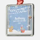 Gepersonaliseerd kerstfeest voor baby's metalen ornament (Links)