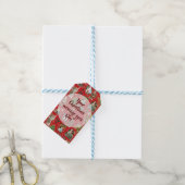 Gepersonaliseerd  kerstfeestelijk rood cadeaulabel (Met Touw)