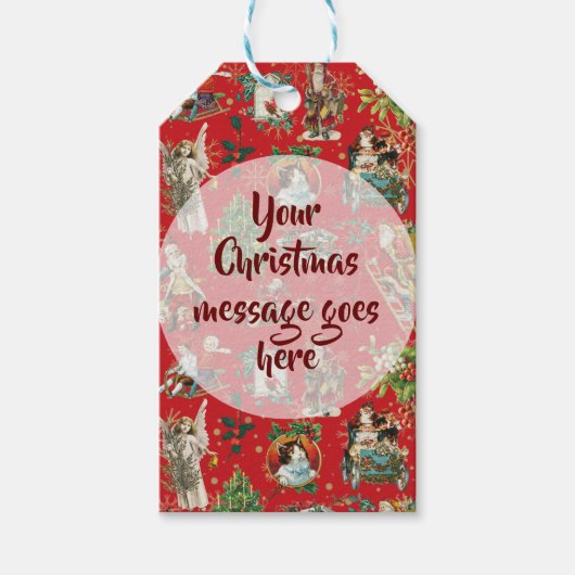 Gepersonaliseerd  kerstfeestelijk rood cadeaulabel (Voorkant)