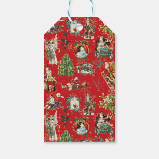 Gepersonaliseerd  kerstfeestelijk rood cadeaulabel (Achterkant)