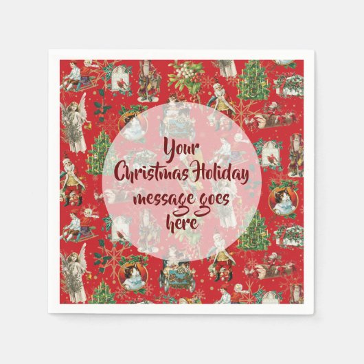Gepersonaliseerd  kerstfeestelijk rood servet (Voorkant)