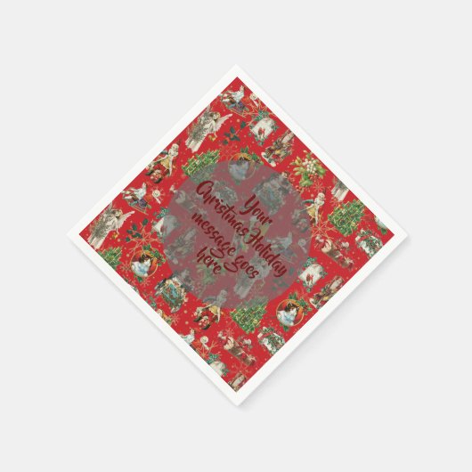 Gepersonaliseerd kerstfeestelijk rood servet (Hoek)