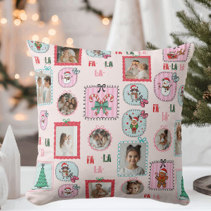 Gepersonaliseerd kerstfotokussen   Schattige roze Kussen