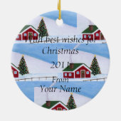 Gepersonaliseerd kerstgeel labierdecoratief keramisch ornament (Achterkant)