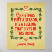 Gepersonaliseerd kerstgevoel Familiebord Poster (Voorkant)