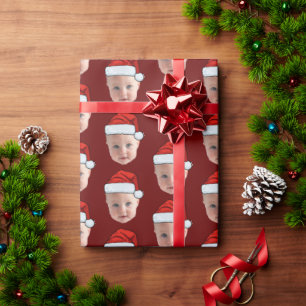 Gepersonaliseerd kerstgezicht cadeaupapier