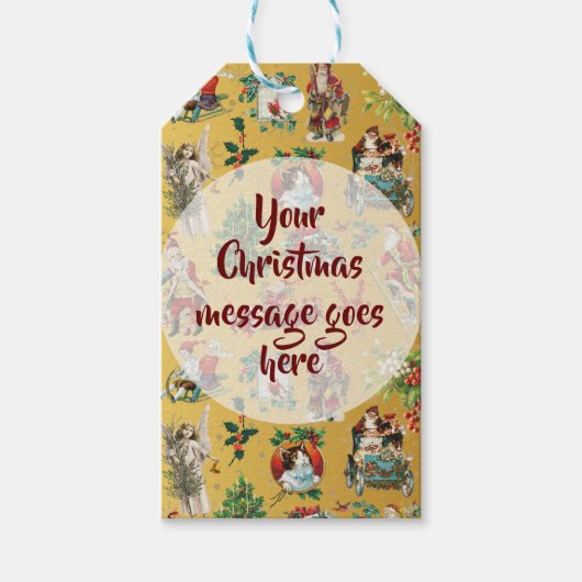 Gepersonaliseerd  kerstgoud met Retro Cadeaulabel (Voorkant)