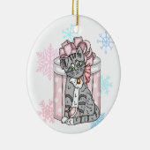 Gepersonaliseerd kerstgrijs keukenroze keuken keramisch ornament (Rechts)