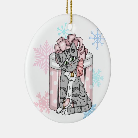 Gepersonaliseerd kerstgrijs keukenroze keuken keramisch ornament (Rechts)