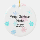 Gepersonaliseerd kerstgrijs keukenroze keuken keramisch ornament (Achterkant)