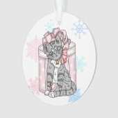 Gepersonaliseerd kerstgrijs keukenroze keuken ornament (voorkant)