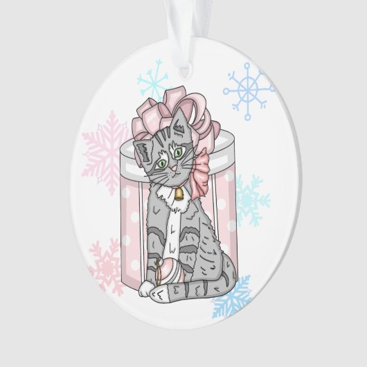 Gepersonaliseerd kerstgrijs keukenroze keuken ornament (voorkant)