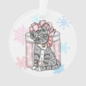 Gepersonaliseerd kerstgrijs keukenroze keuken ornament (voorkant)