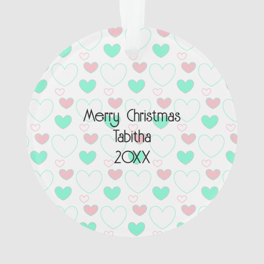 Gepersonaliseerd kerstgrijs keukenroze keuken ornament (achterkant)