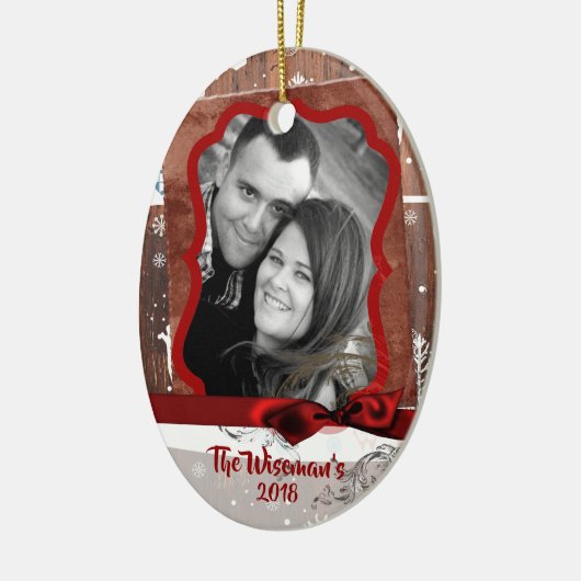 Gepersonaliseerd kersthout Deer PHOTO Ornament (Links)