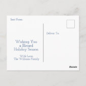 Gepersonaliseerd Kersthuis op een sneeuwnacht Briefkaart (Achterkant)