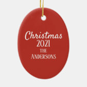 Gepersonaliseerd kerstkeramisch kerstkeramiehuis keramisch ornament (Achterkant)