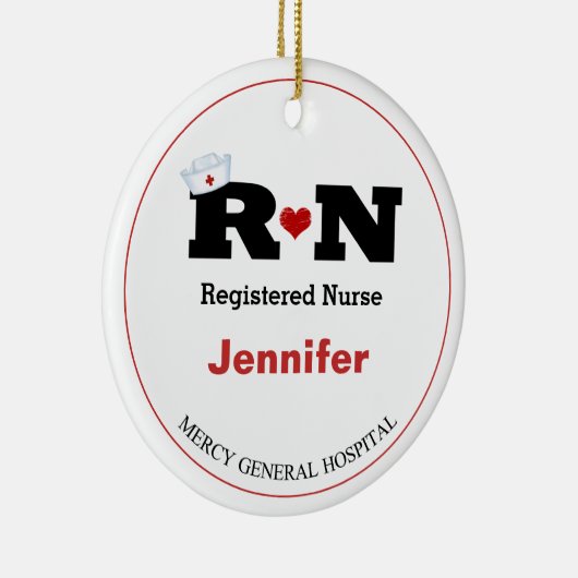 Gepersonaliseerd kerstkeramisch Ornament voor Rn Z (Rechts)