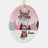 Gepersonaliseerd kerstkerstfeest, Meowy Xmas Ce Keramisch Ornament (Rechts)