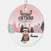 Gepersonaliseerd kerstkerstfeest, Meowy Xmas Ce Keramisch Ornament (Links)