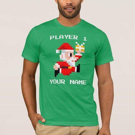 Gepersonaliseerd kerstkerstkerstshirt met 8 bits t-shirt (Voorkant)