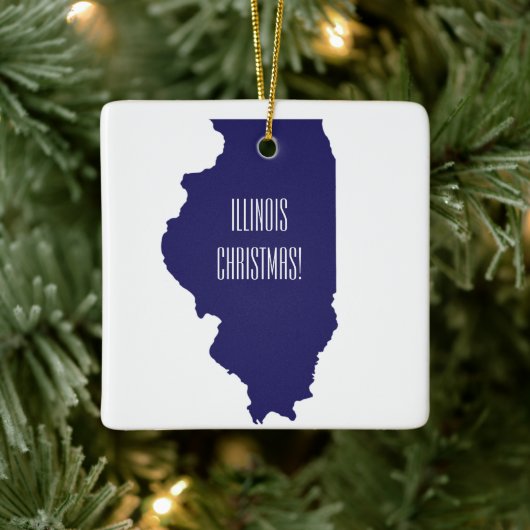 Gepersonaliseerd Kerstkerstversiering in Illinois Keramisch Ornament (Boom)