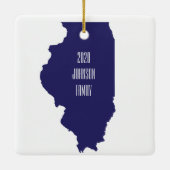 Gepersonaliseerd Kerstkerstversiering in Illinois Keramisch Ornament (Achterkant)