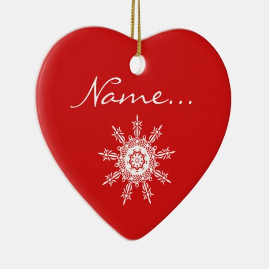 Gepersonaliseerd kerstkerstversiering met rood har keramisch ornament (Rechts)