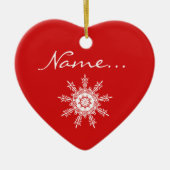 Gepersonaliseerd kerstkerstversiering met rood har keramisch ornament (Voorkant)