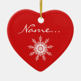 Gepersonaliseerd kerstkerstversiering met rood har keramisch ornament