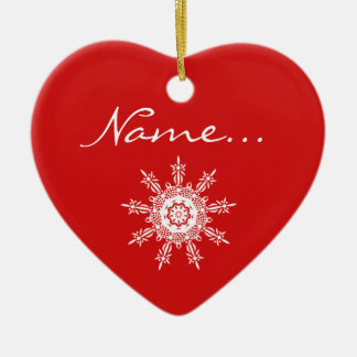 Gepersonaliseerd kerstkerstversiering met rood har keramisch ornament