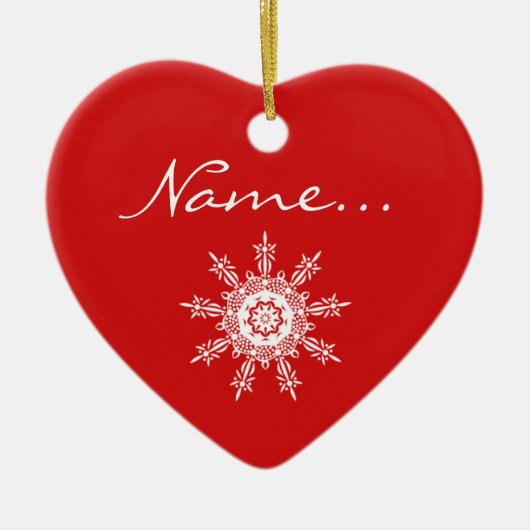 Gepersonaliseerd kerstkerstversiering met rood har keramisch ornament (Voorkant)