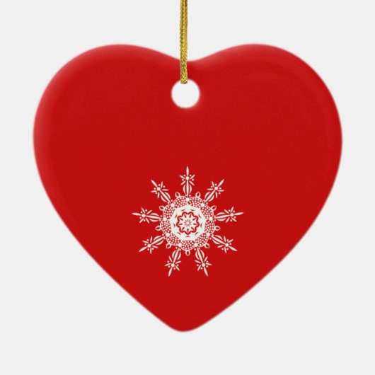 Gepersonaliseerd kerstkerstversiering met rood har keramisch ornament (Achterkant)