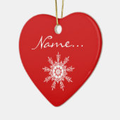 Gepersonaliseerd kerstkerstversiering met rood har keramisch ornament (Links)