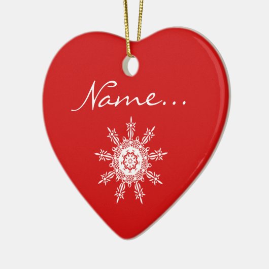 Gepersonaliseerd kerstkerstversiering met rood har keramisch ornament (Links)