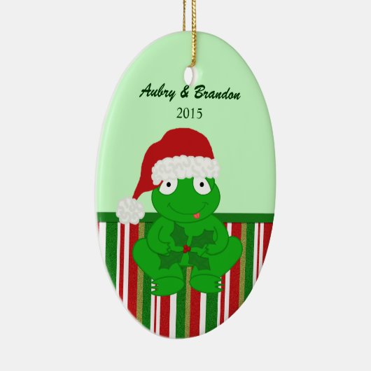 Gepersonaliseerd kerstkikkerhuis keramisch ornament (Rechts)