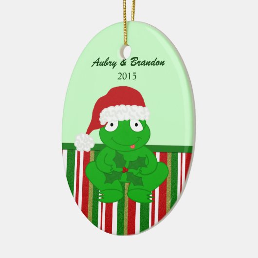 Gepersonaliseerd kerstkikkerhuis keramisch ornament (Links)