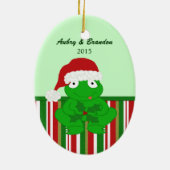 Gepersonaliseerd kerstkikkerhuis keramisch ornament (Achterkant)