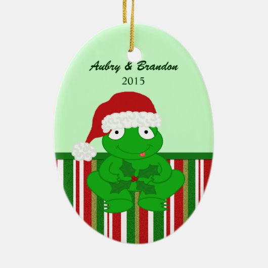 Gepersonaliseerd kerstkikkerhuis keramisch ornament (Achterkant)