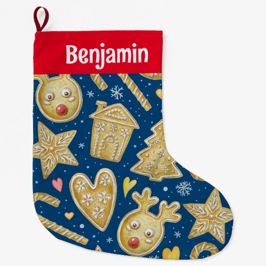 Gepersonaliseerd kerstkoekjeskous grote kerstsok (Voorkant)
