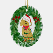 Gepersonaliseerd kerstlampjes Goldendole Keramisch Ornament (Rechts)