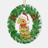 Gepersonaliseerd kerstlampjes Goldendole Keramisch Ornament (Links)
