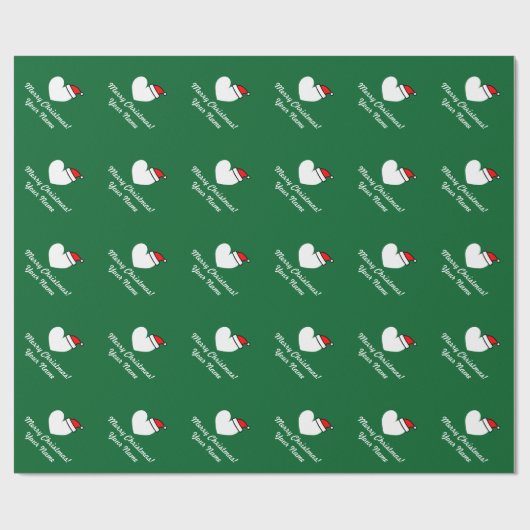 Gepersonaliseerd kerstman hart wrapping papier (Vlak)