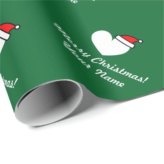 Gepersonaliseerd kerstman hart wrapping papier (Rol Hoek)