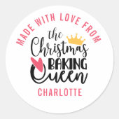 Gepersonaliseerd Kerstmis Bakken Queen Ronde Sticker (Voorkant)