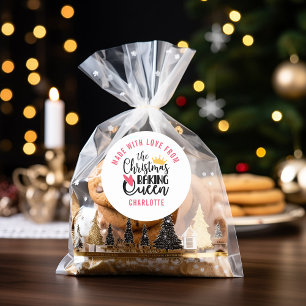 Gepersonaliseerd Kerstmis Bakken Queen Ronde Sticker