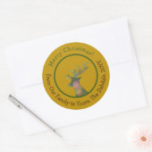 Gepersonaliseerd Kerstmis Bokeh Rendier Brons Goud Ronde Sticker (Envelop)