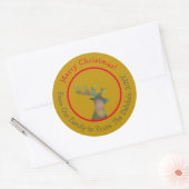 Gepersonaliseerd Kerstmis Bokeh rendier hoofd rood Ronde Sticker (Envelop)